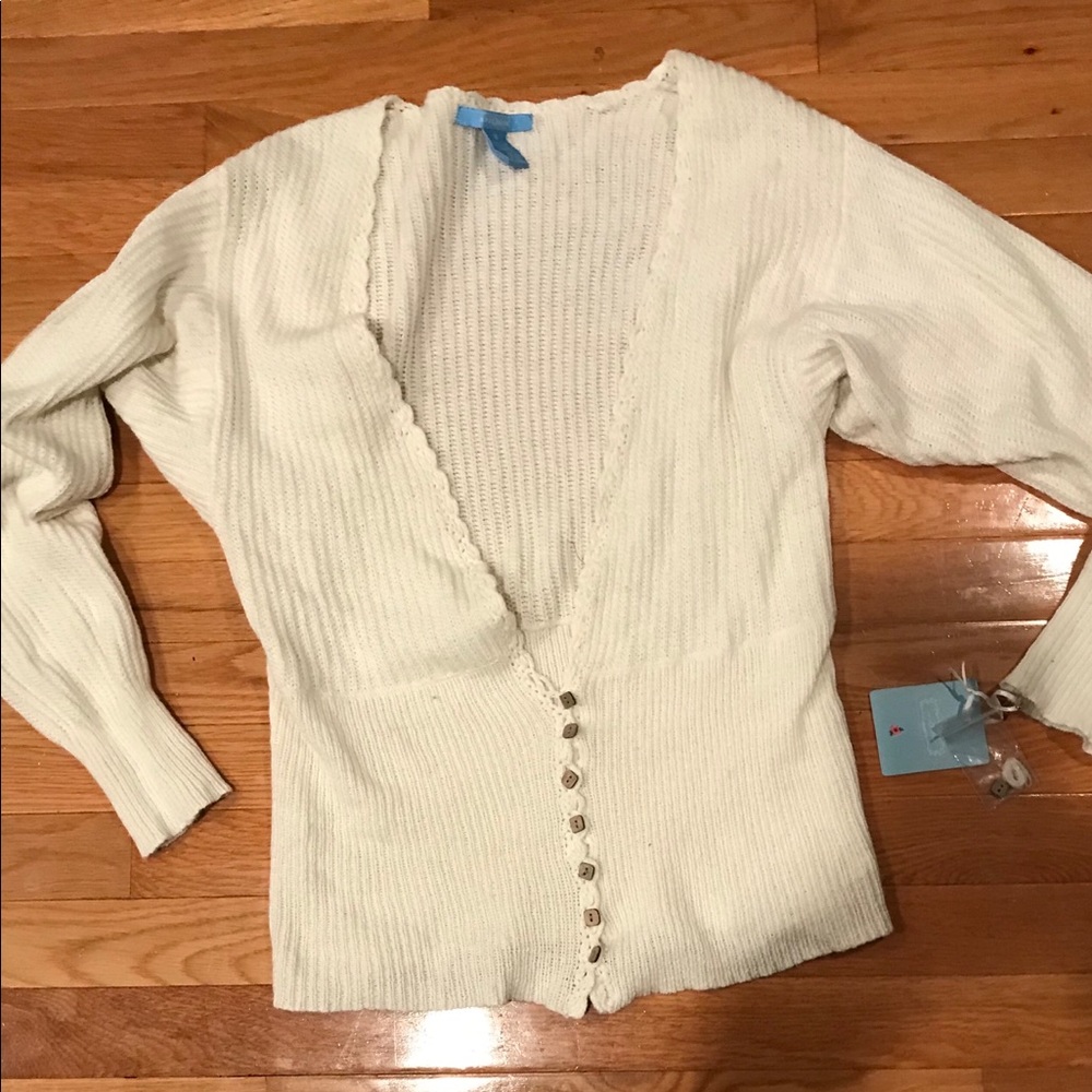 NWT Aphorism button up cream cardigan Size M